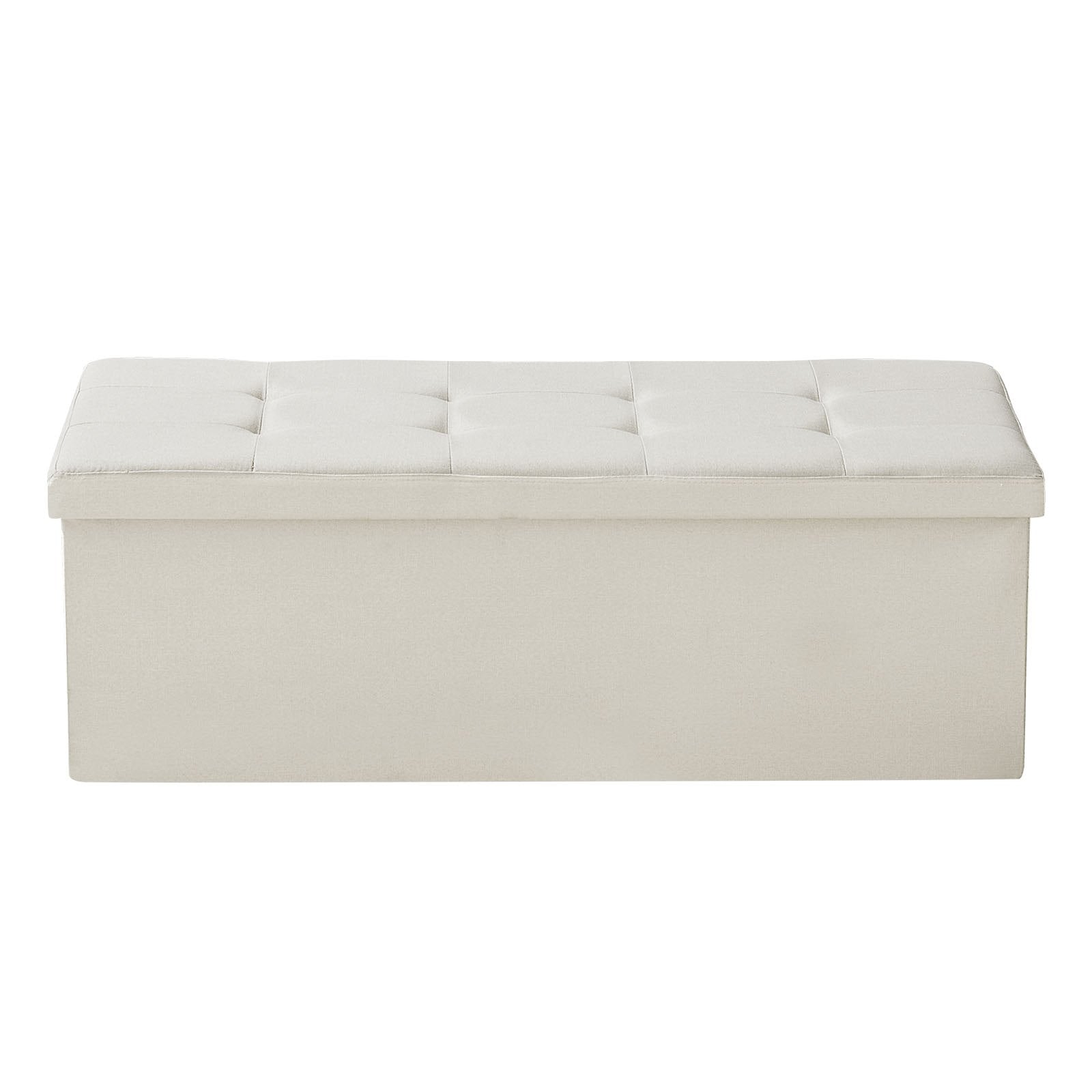 Harlow Foldable Storage Ottoman Bench – Beige