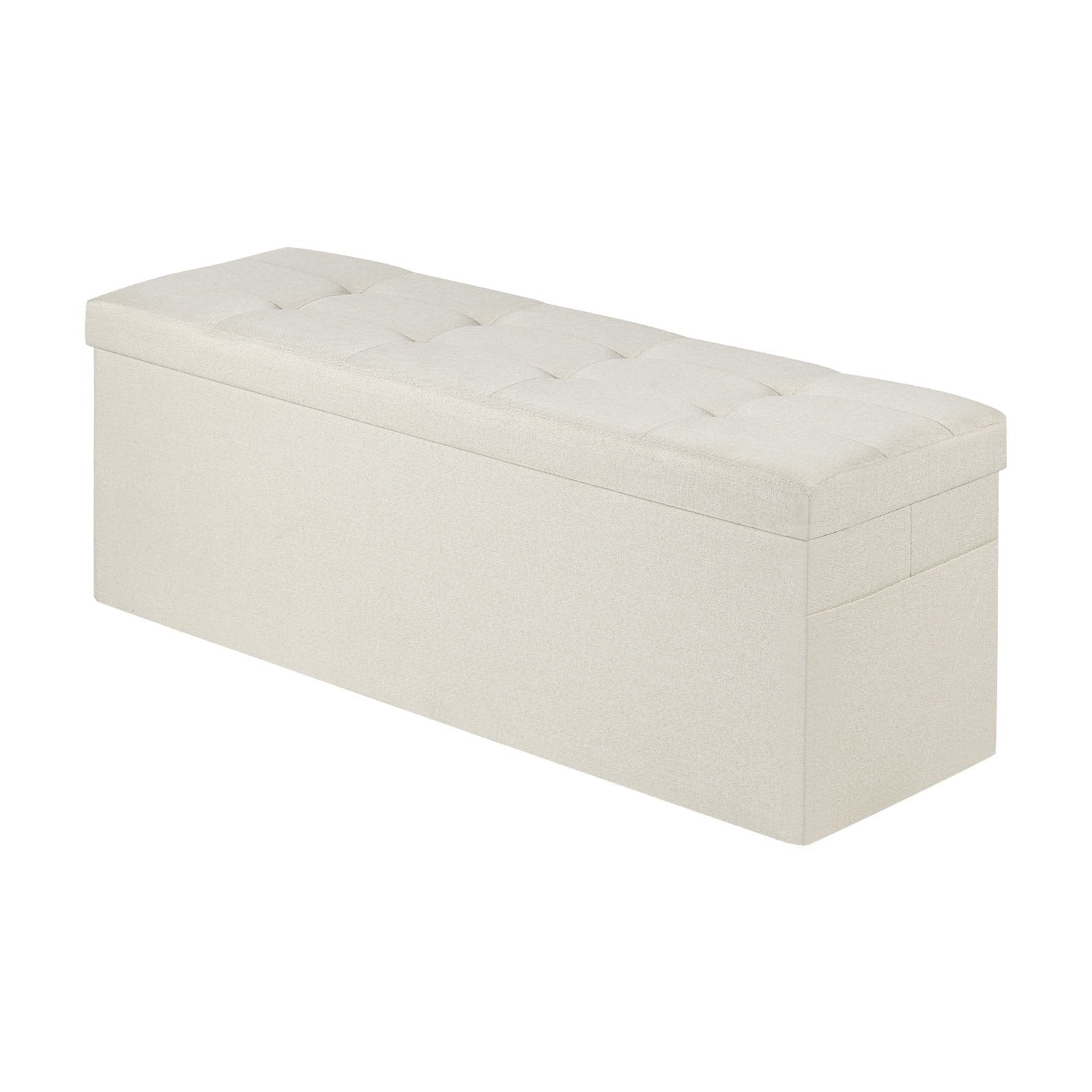 Harlow Foldable Storage Ottoman Bench – Beige