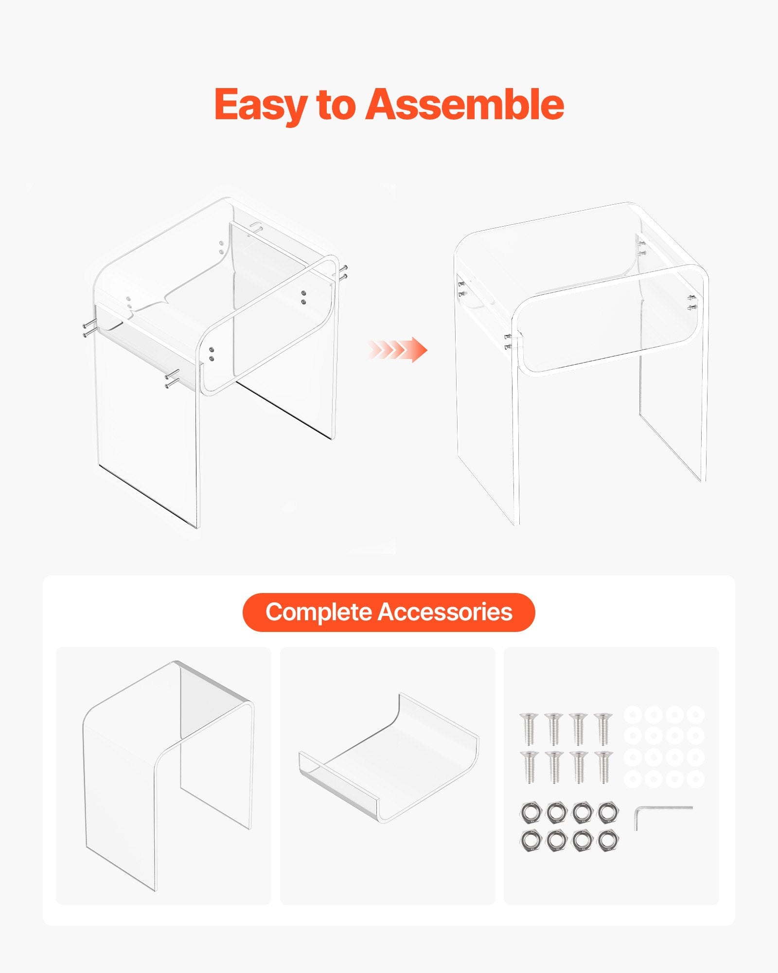 Luna Acrylic Side Table – 2 Tier Transparent Bedside Table