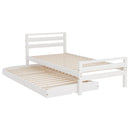 SINGLE Size - 2-in-1 Trundle Wooden Bed Frame - White