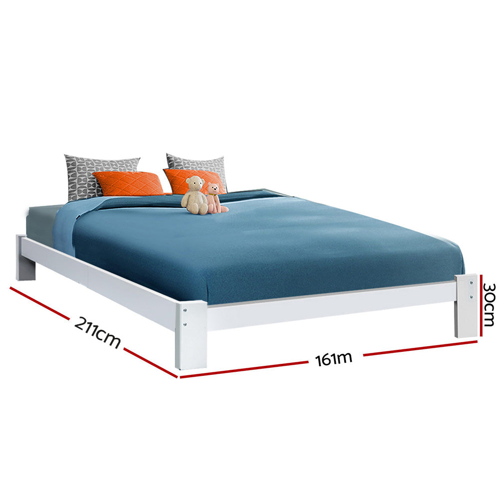 Kairos Wooden Bed Frame – White – Queen