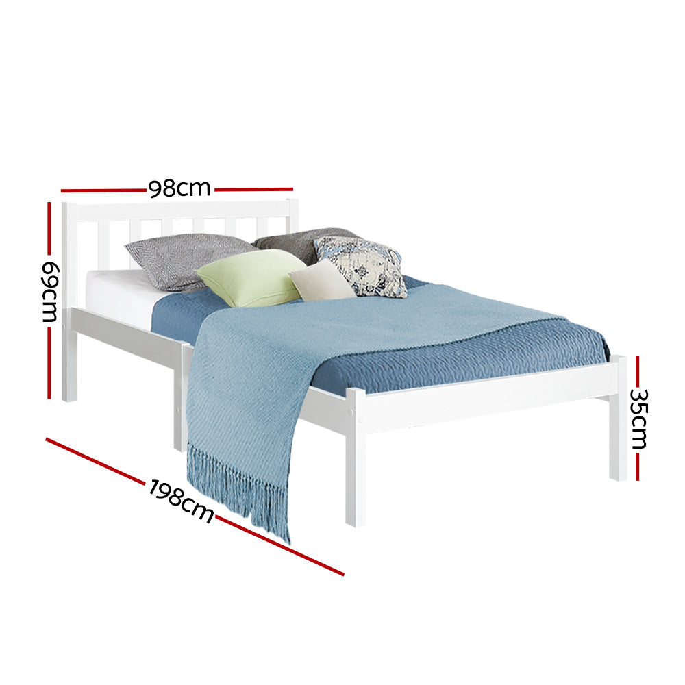 Briar Timber Bed Frame – White – Single