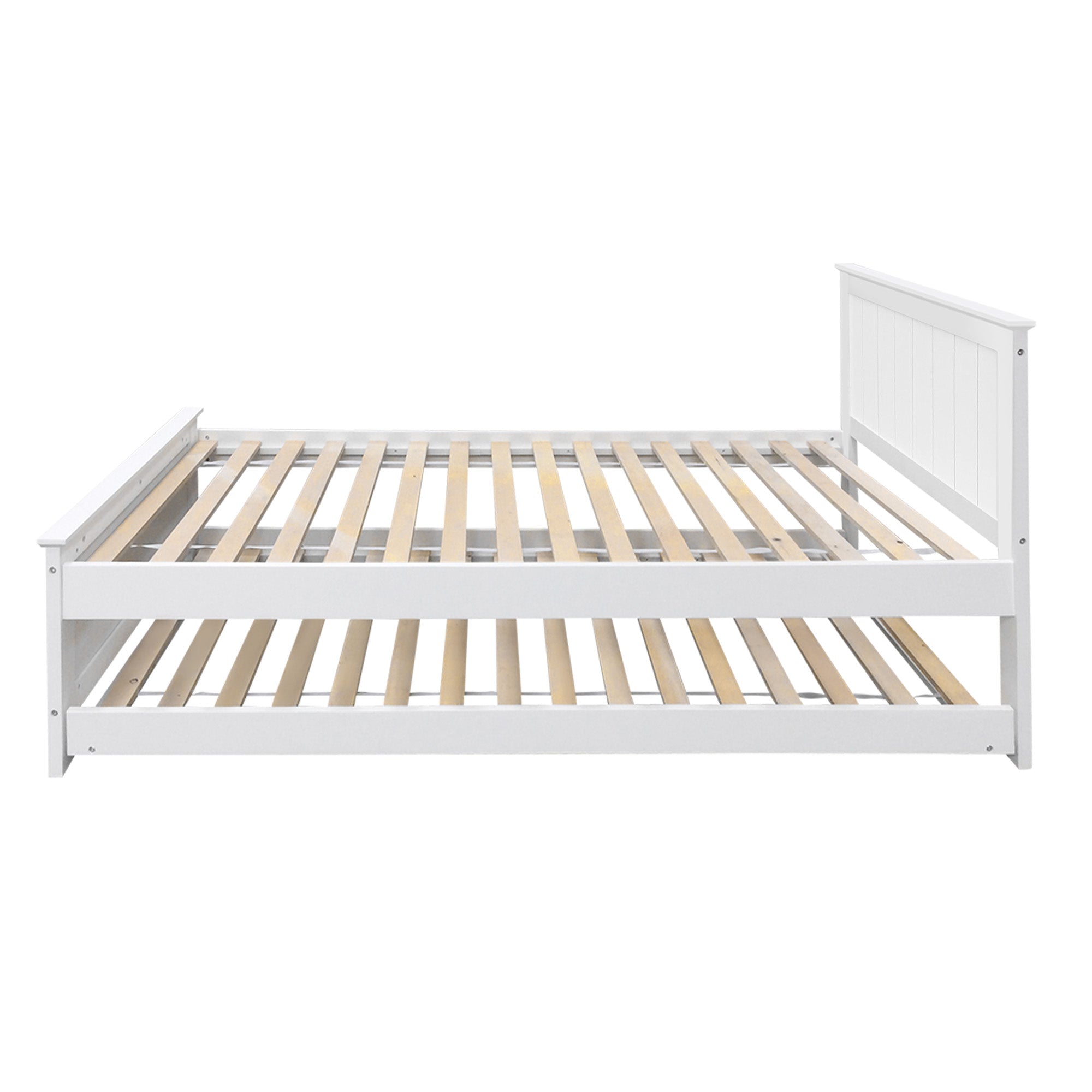 Marlow Wooden Trundle Bed Frame – White – King Single