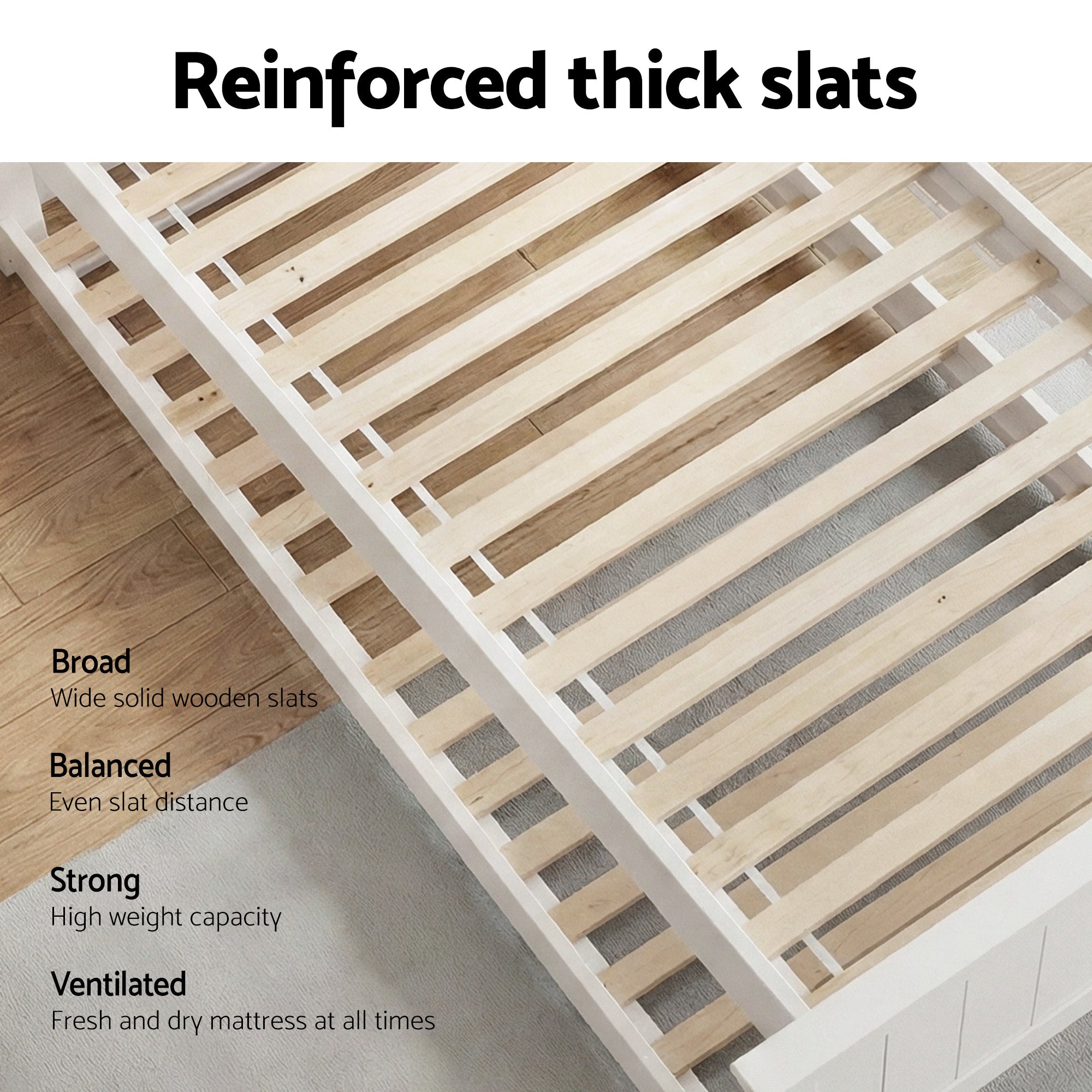 Marlow Wooden Trundle Bed Frame – White – King Single