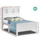KING SINGLE Size - Wooden Bed Frame with 3 Shelves - White