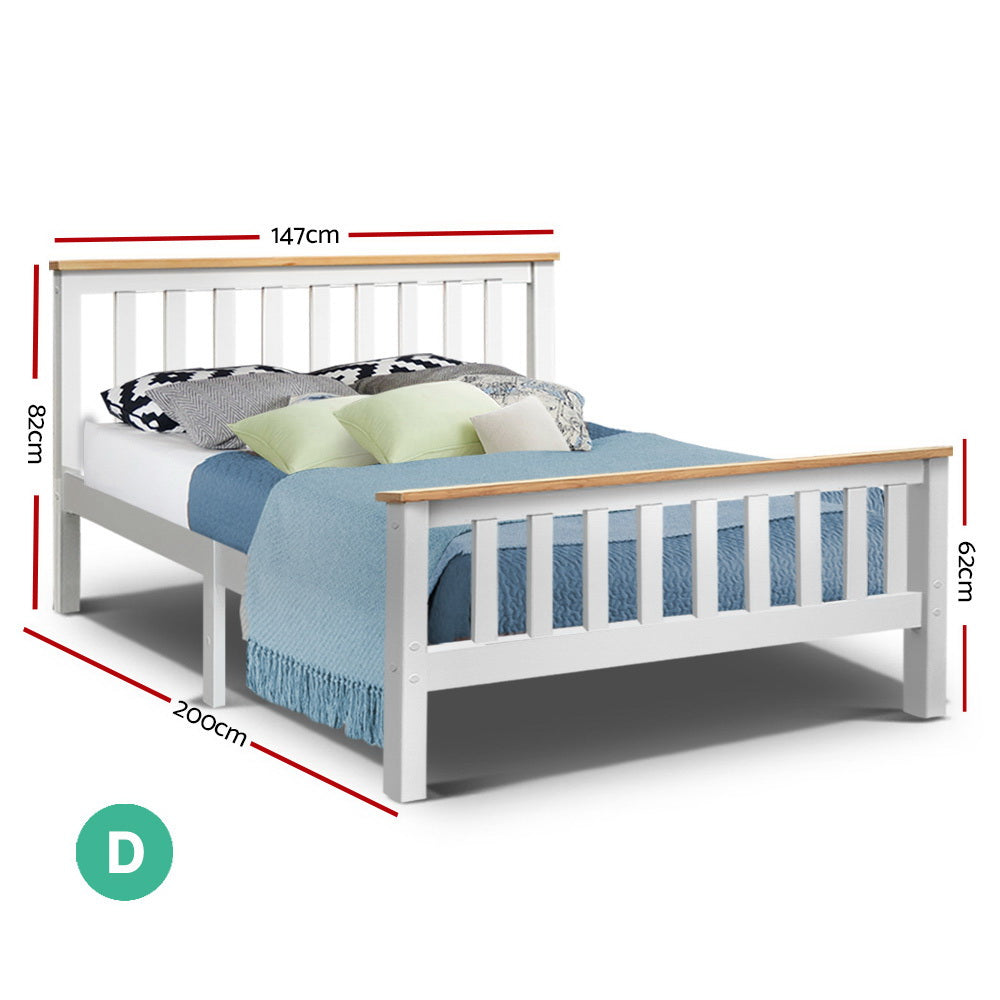 Alderon Two-Tone Timber Bed Frame – White – Double