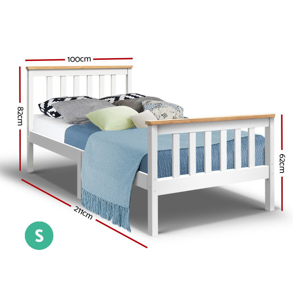 Marston Two-Tone Wooden Bed Frame – White – Single