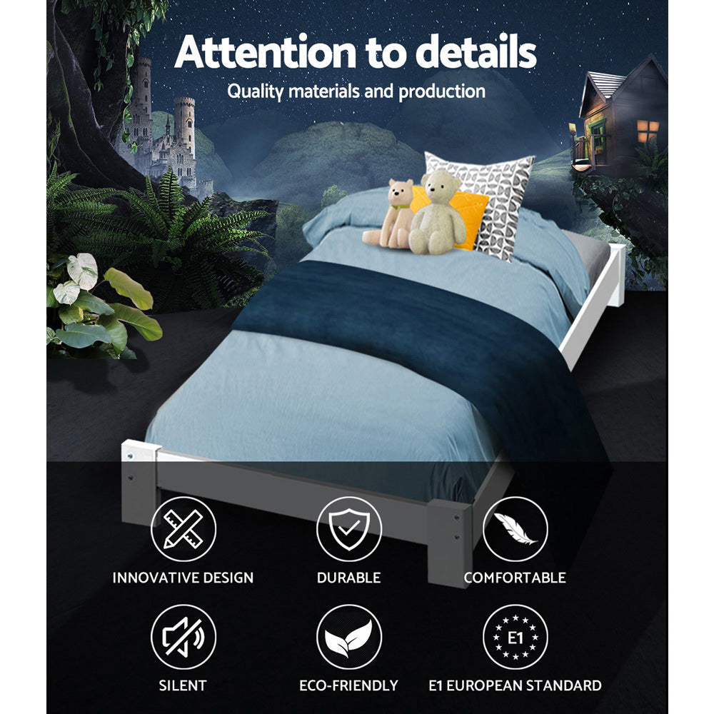 Jade Wooden Bed Frame – White – King Single