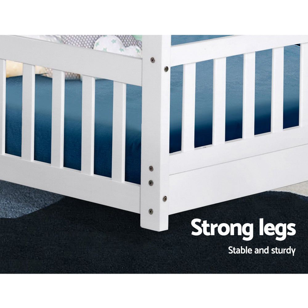 Cottage Kids House Bed Frame – White – Single