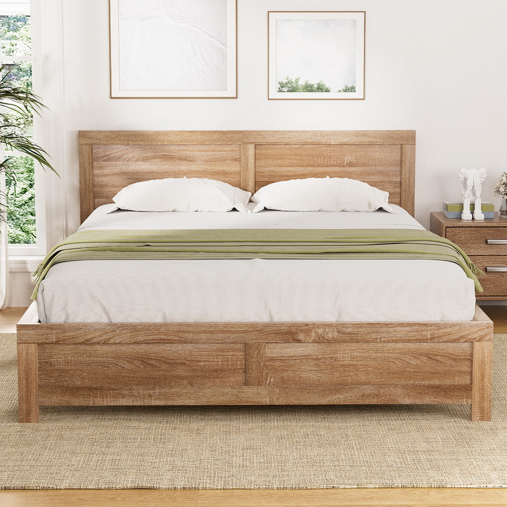 Bed Frame Wooden Acacia Wood OATMEAL – Double