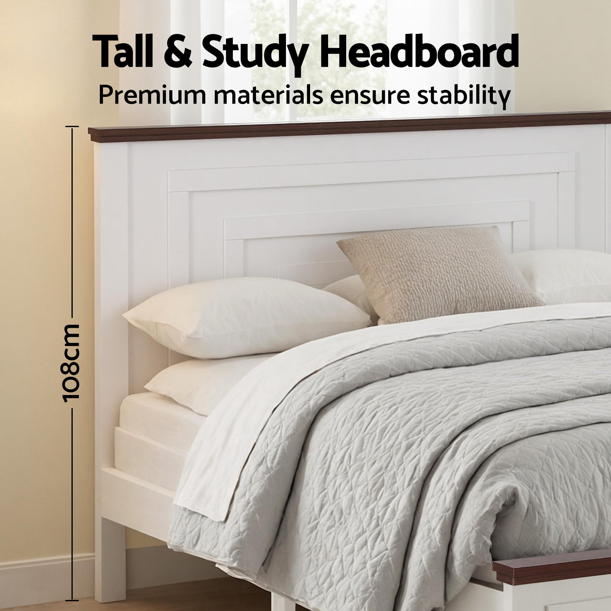 Rowan Wooden Bed Frame with Storage Drawers – White – Queen