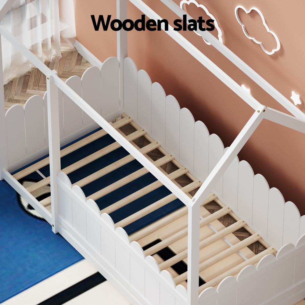 Kori Kids House Bed Frame – White – Single