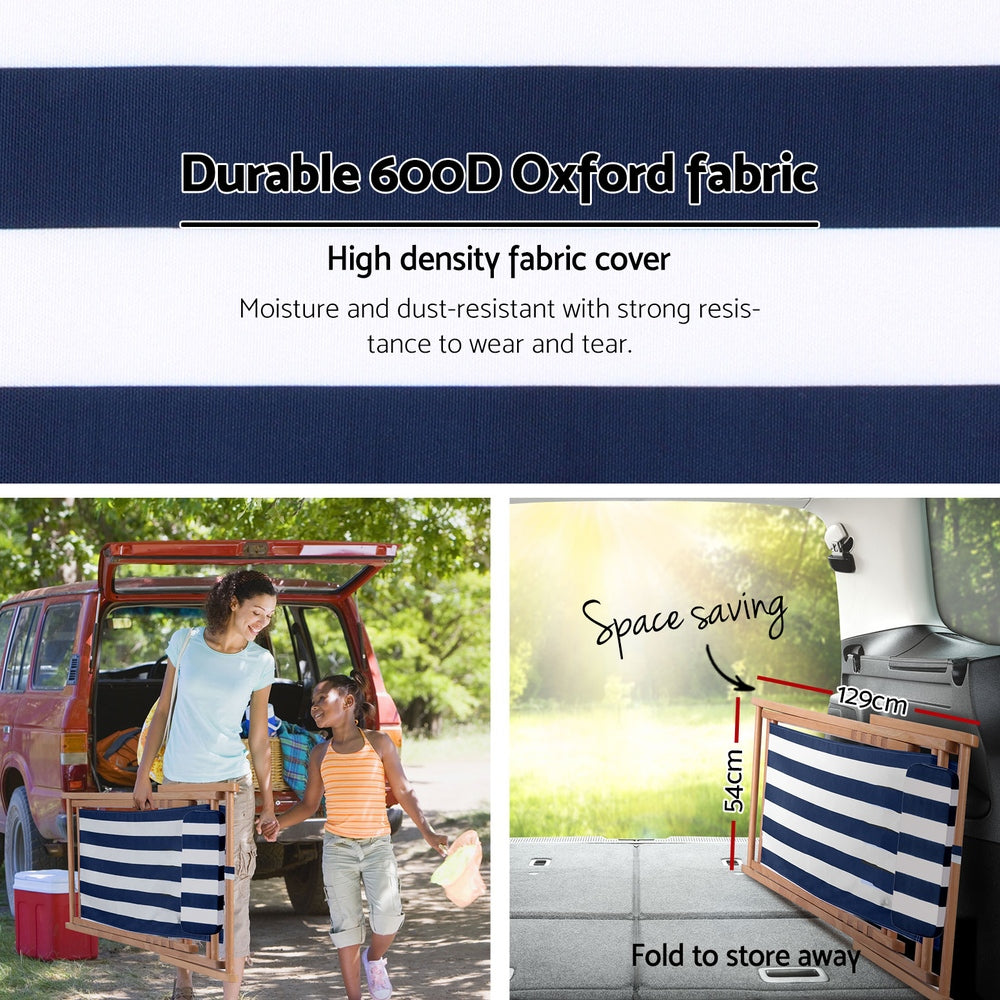 Coastal Folding Beach Chair – Blue & White – Standard