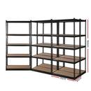 5 x 1.5M Garage Shelving Warehouse Rack - Black
