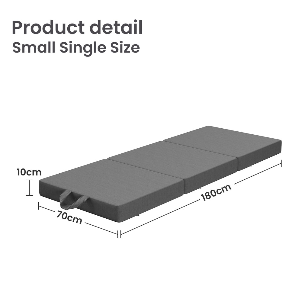 Hudson Tri-Fold Memory Foam Mattress – Grey – Single