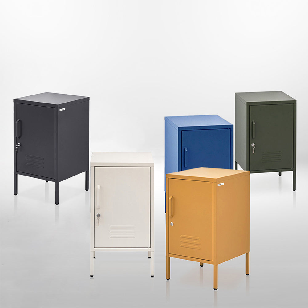 Bedside Table Metal Cabinet - Black