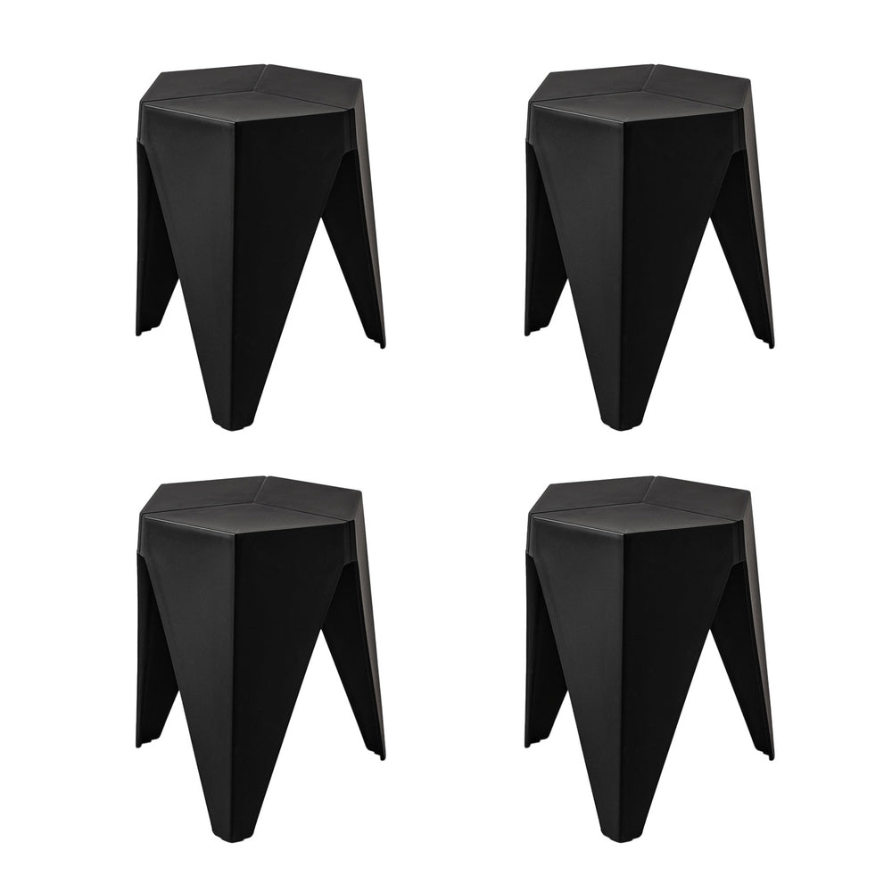 Arlo Puzzle Stackable Stools – Black – Set of 4
