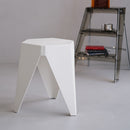 Set of 2 - Puzzle Stool Plastic Stacking Bar Chairs - White