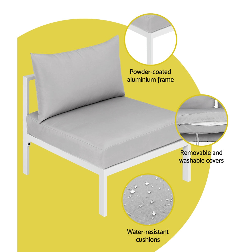 Atlas 4 Seater Outdoor Sofa Set – White – Aluminium