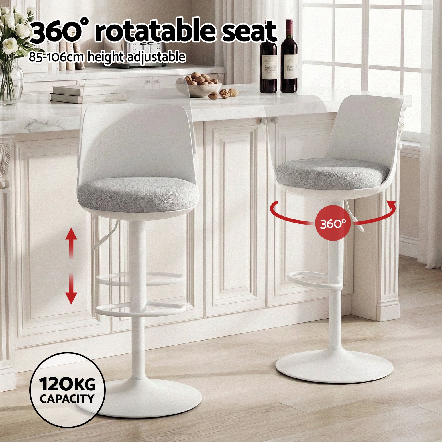 Cove Curved Bar Stools – White – Set of 2