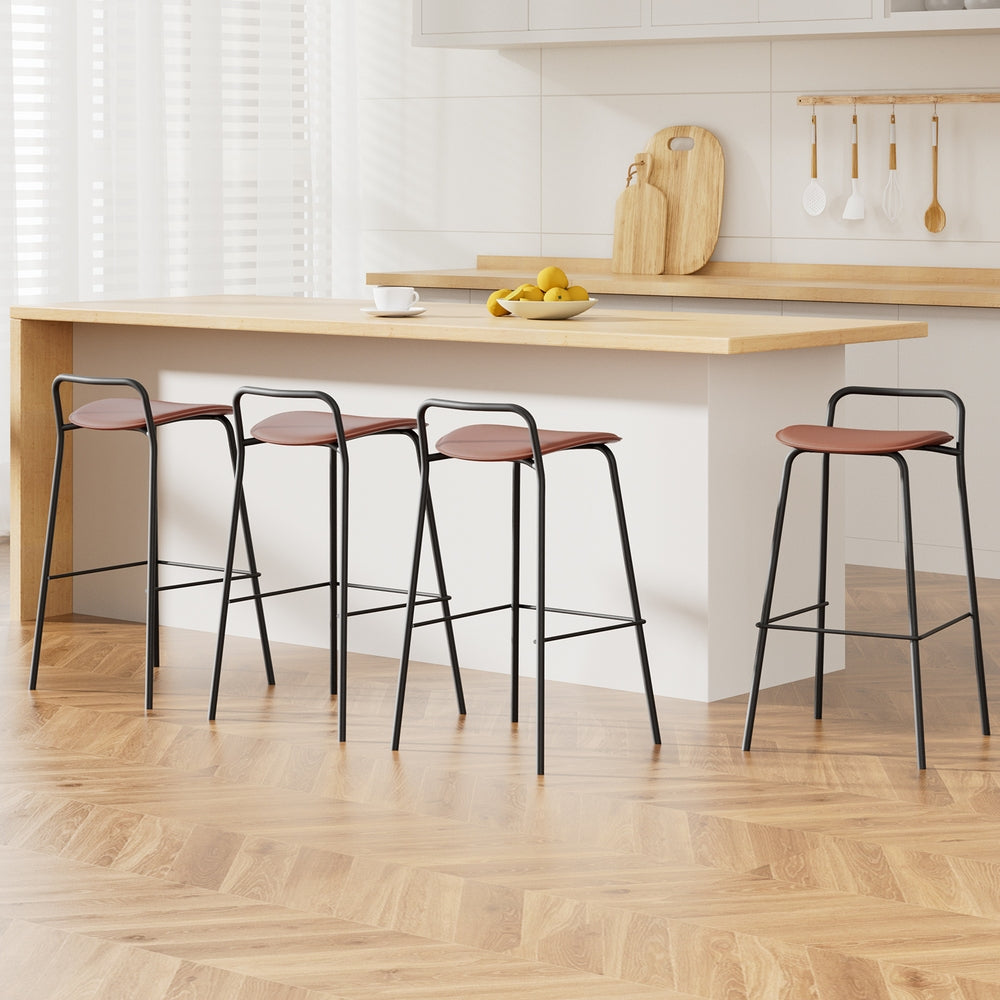 Rowan 4x Bar Stools Kitchen Counter Dining Chair Metal Brown