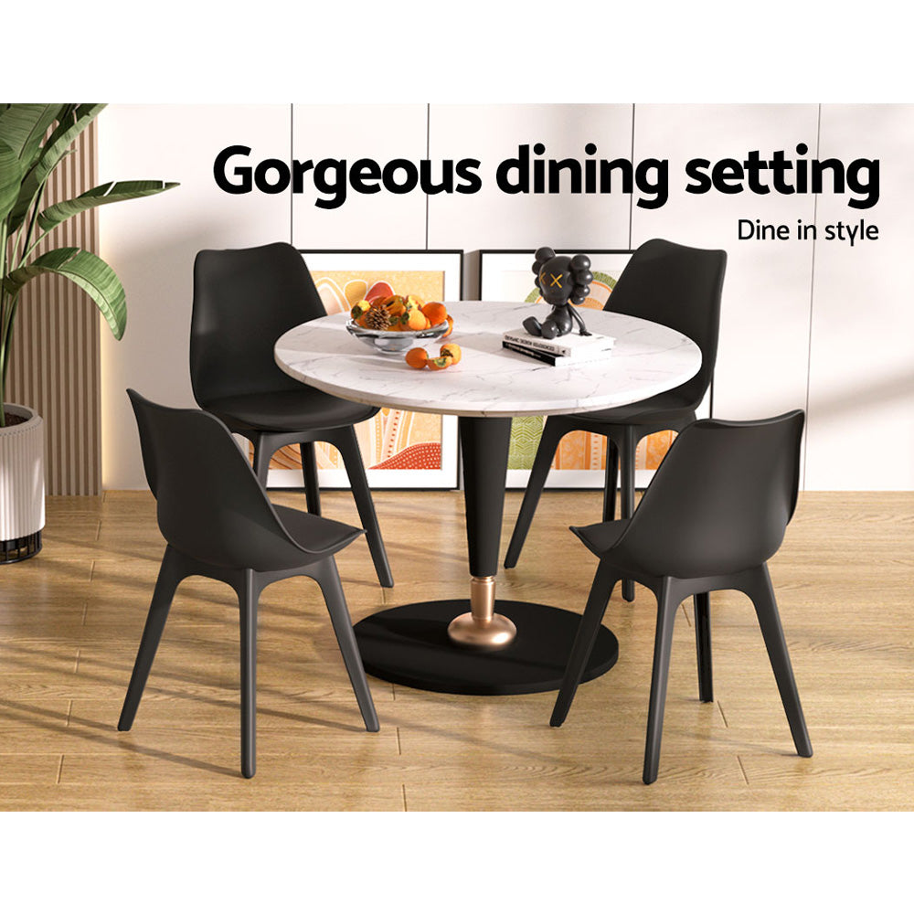 Edison Leather Dining Chairs – Black – Set of 4