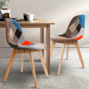 Set of 2 - Retro Fabric Dining Chair - Multi Colour