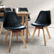 Set of 4 - Dining Chairs - Black Leather