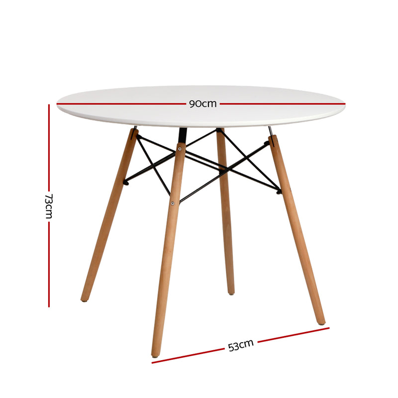 4 Seater Round Dining Table - White