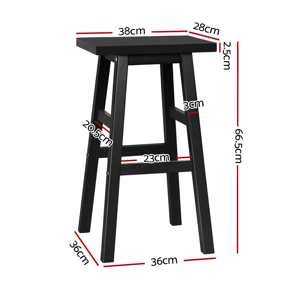 Marston Beech Wood Bar Stools – Black – Set of 2