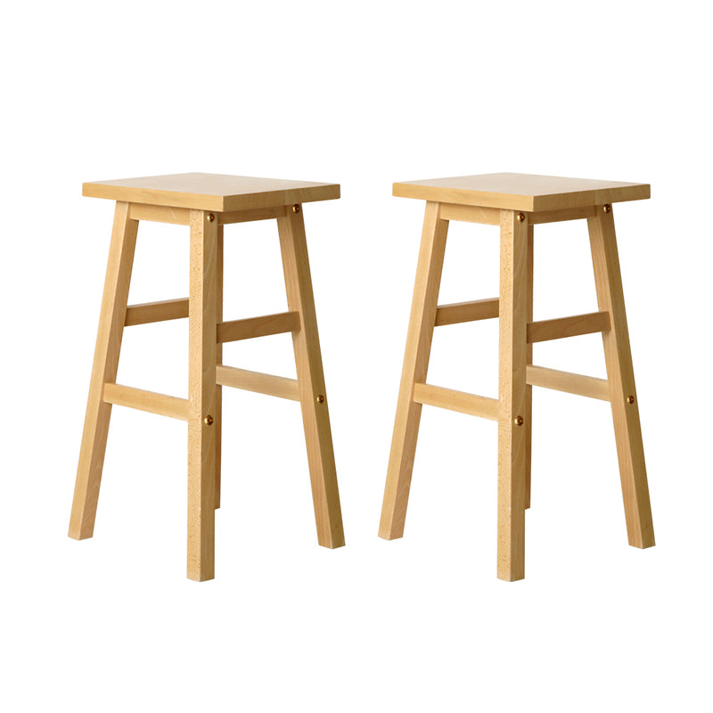 Set of 2 - Beech Wood Bar Stools - Natural