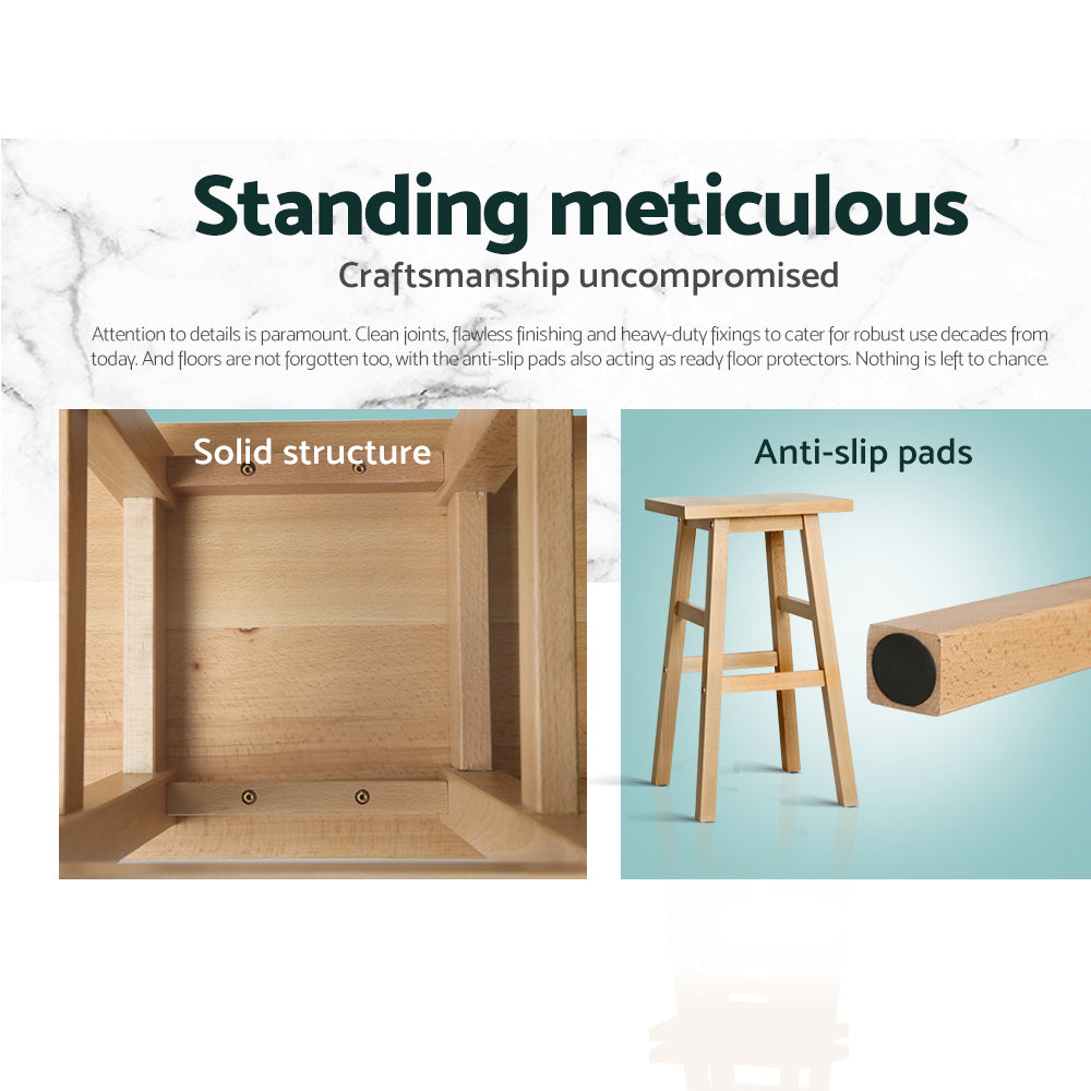 Marston Beech Wood Bar Stools – Natural – Set of 2