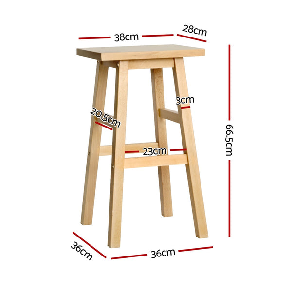 4 x Wooden Kitchen Bar Stools – Natural Look