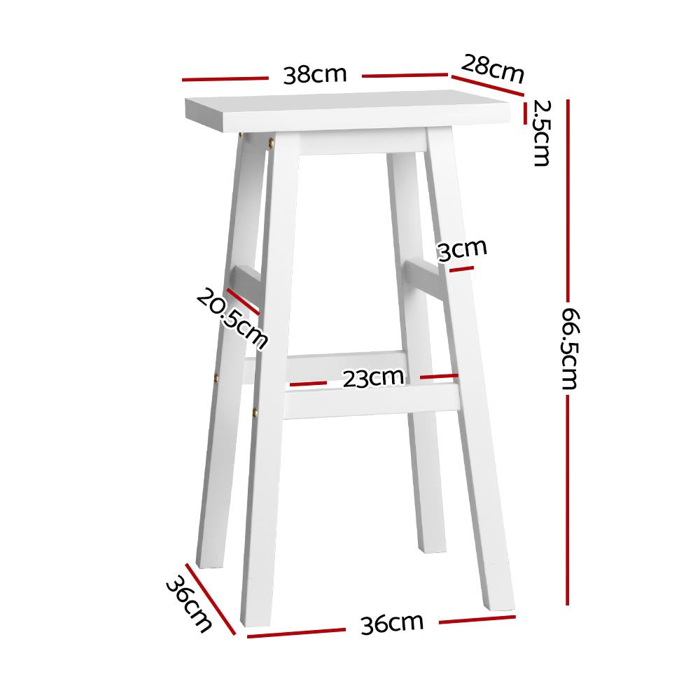 Marston Beech Wood Bar Stools – White – Set of 2