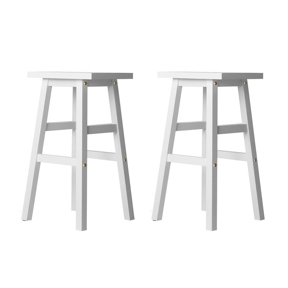 Marston Beech Wood Bar Stools – White – Set of 2
