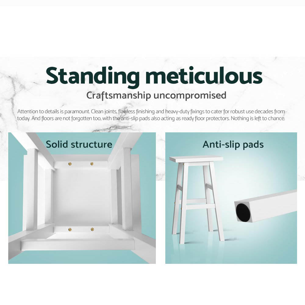 Marston Beech Wood Bar Stools – White – Set of 2