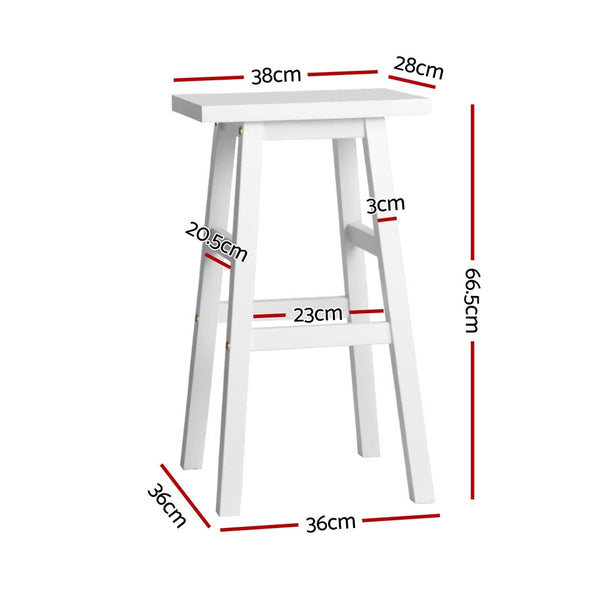 4 x Wooden Kitchen Bar Stools – White Finish
