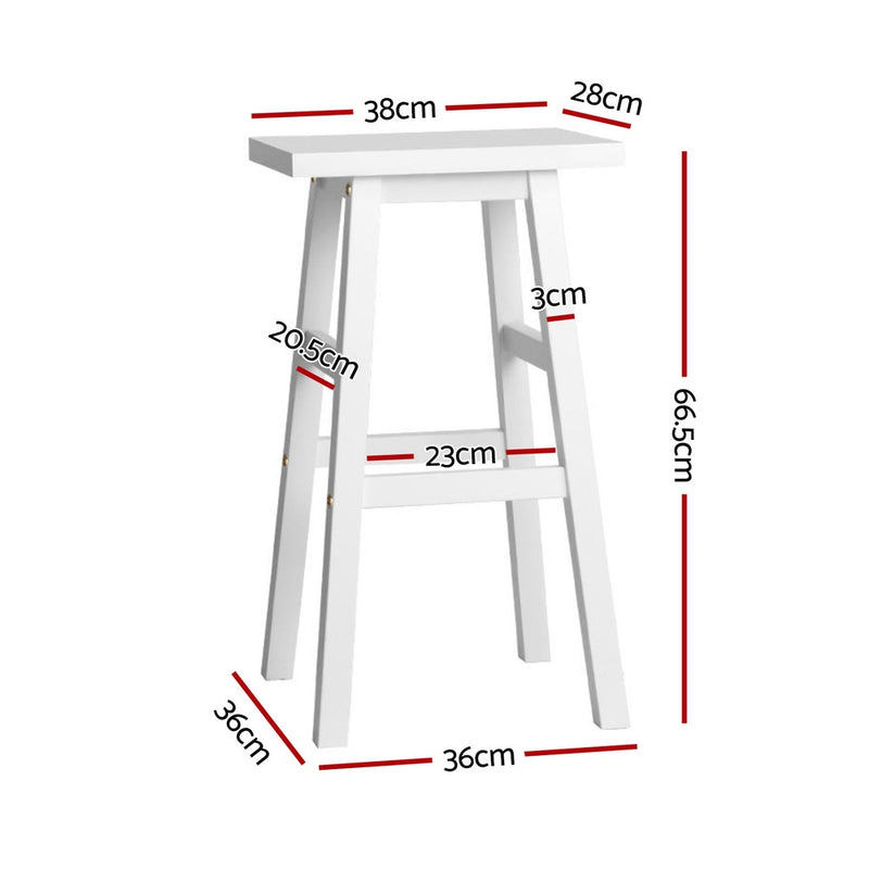 4 x Wooden Kitchen Bar Stools – White Finish