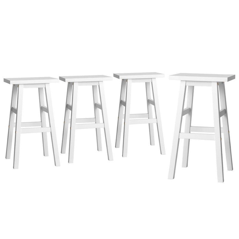 4 x Wooden Kitchen Bar Stools – White Finish