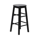 Set of 2 - Beech Wood Backless Bar Stools - Black