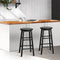 Set of 2 - Beech Wood Backless Bar Stools - Black