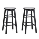 Rowan 2x Bar Stools Round Chairs Wooden Black