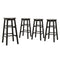 4 x Round Wooden Bar Stools – Black Finish