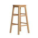 Set of 2 - Beech Wood Backless Bar Stools - Natural