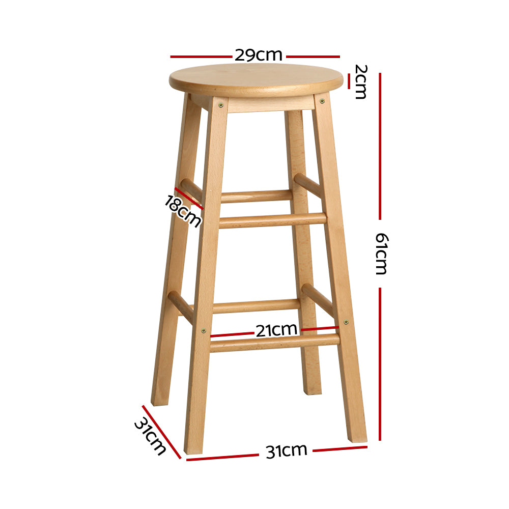 Elmwood Beech Wood Bar Stools – Natural – Set of 2