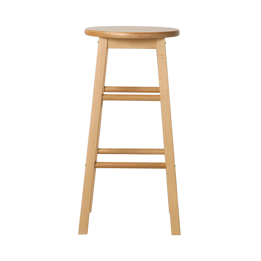 Elmwood Beech Wood Bar Stools – Natural – Set of 2