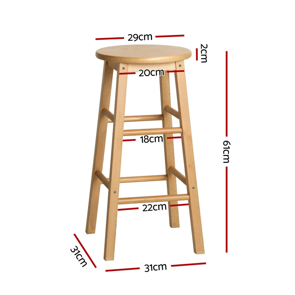 Hartwell Round Wooden Bar Stools – Brown – Set of 4