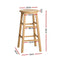 4 x Round Wooden Bar Stools – Natural Finish