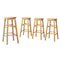 4 x Round Wooden Bar Stools – Natural Finish