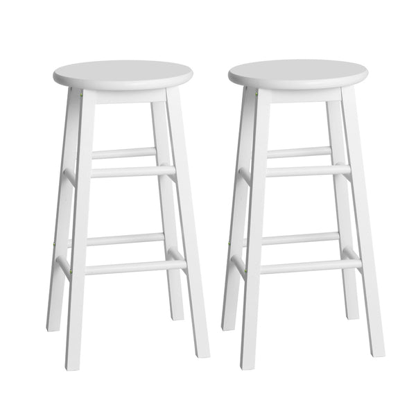 Artiss Set of 2 Beech Wood Backless Bar Stools - White